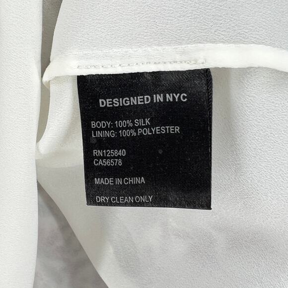 INTERMIX Dani Flutter Sleeve Top Women Small White Sheer Silk Floral Print Sheer - Picture 11 of 14